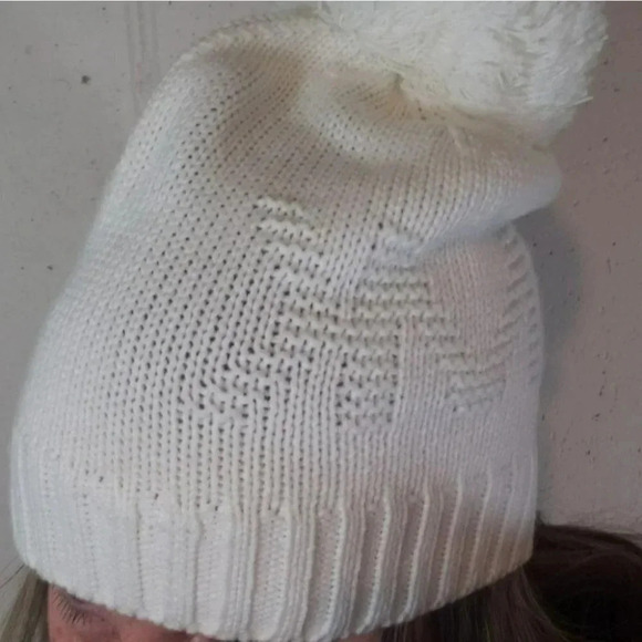 Michael Kors off white pompom knit hat - Picture 3 of 3